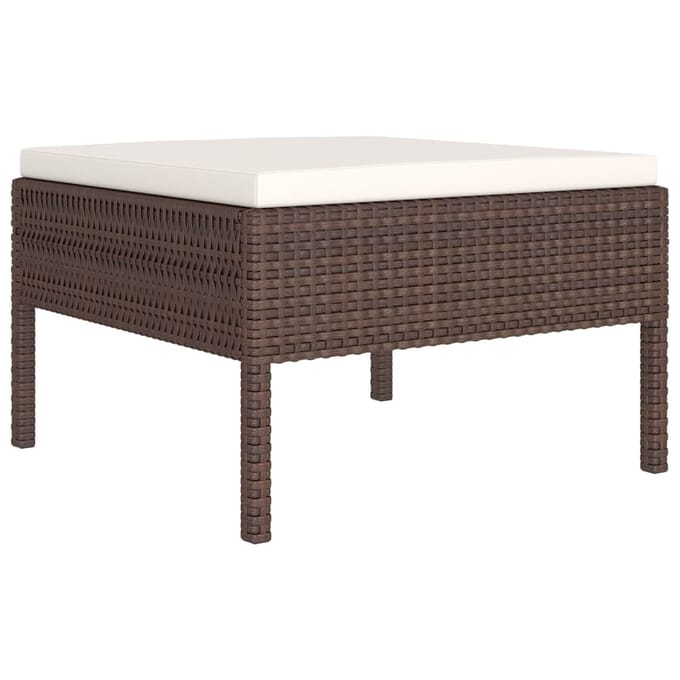 vidaXL - 7-delige - Loungeset - met - kussens - poly - rattan - bruin