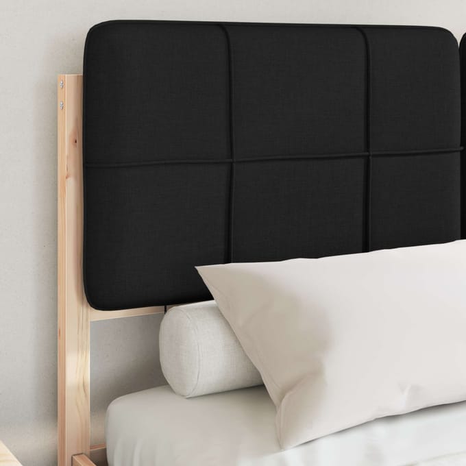 vidaXL - Bedframe - met - Gevoerde - Hoofdbord - Zwart - 150 - x - 200 - cm