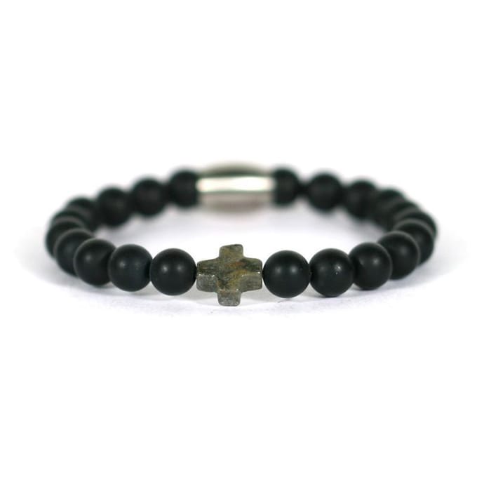 IbizaMen KIDS - pyrite kruis  matte onyz 6mm - 14cm