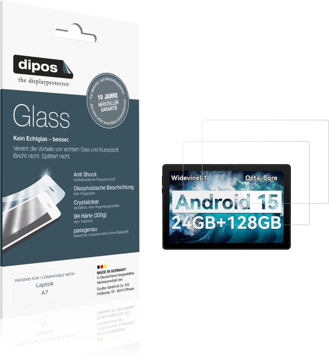 dipos – 2x Pantserfolie geschikt voor Laptok A7 | 9H Screenprotector