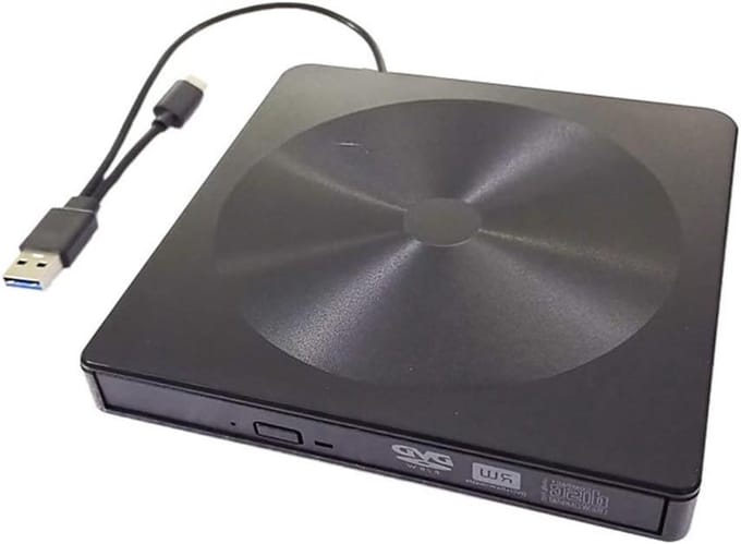 Externe Optische Drive - CD DVD Brander - Software Installeren - Type-C USB 3.0 - 140x140x16mm - Zwart