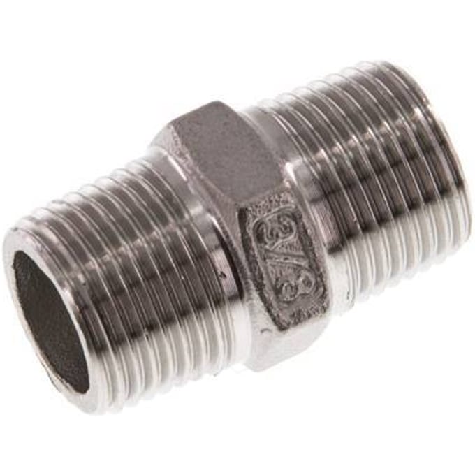 R 3/8'' RVS Borstnippel 16 Bar [2 Stuks]