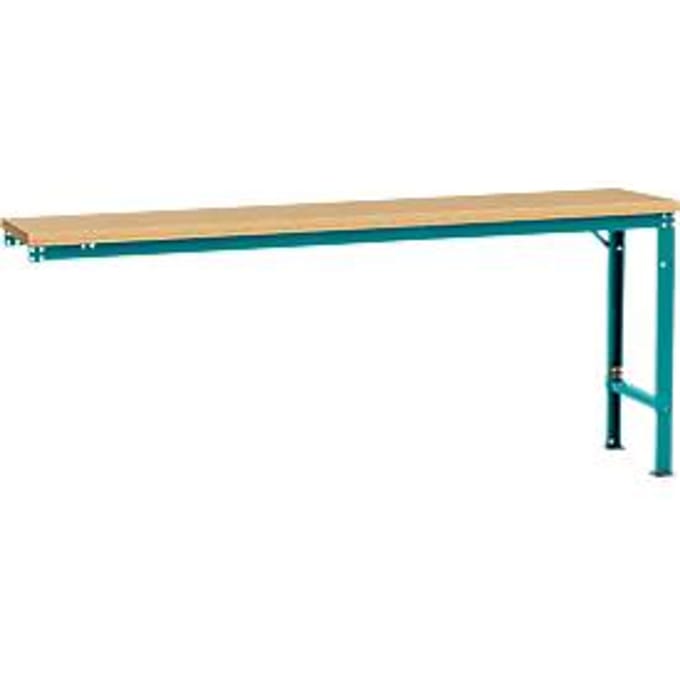Manuflex aanbouwtafel UNIVERSAL Speciaal, 2000 x 800 mm, multiplex natuur, waterblauw