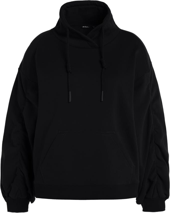 Ulla Popken - Dames - sweatshirt kangoeroezak oversized opstaande kraag - Zwart - Maat 46+
