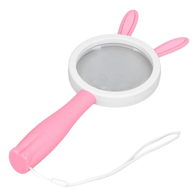 Vergrootglas met plastic handvat, cartoon roze konijnen, draagbaar, HD ABS, comfortabele grip, leesvergroter
