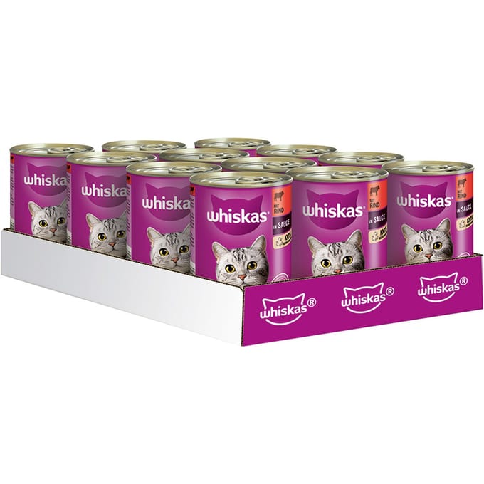 12x400g 1+ Rund & Lever in Saus Whiskas Kattenvoer