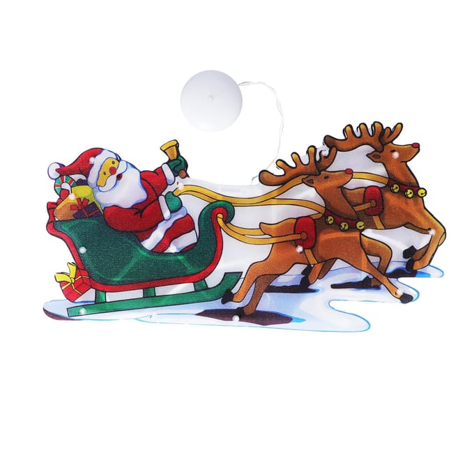LED Kerstlicht Slee Kerstman Patroon Raam Hanglamp Batterijgevoed met Zuignap black