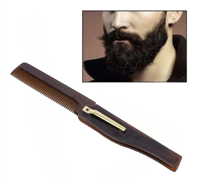 Cabantis Uitklapbare Baardkam - Snorkam - Barbier- Medium - Lichtbruin 1x