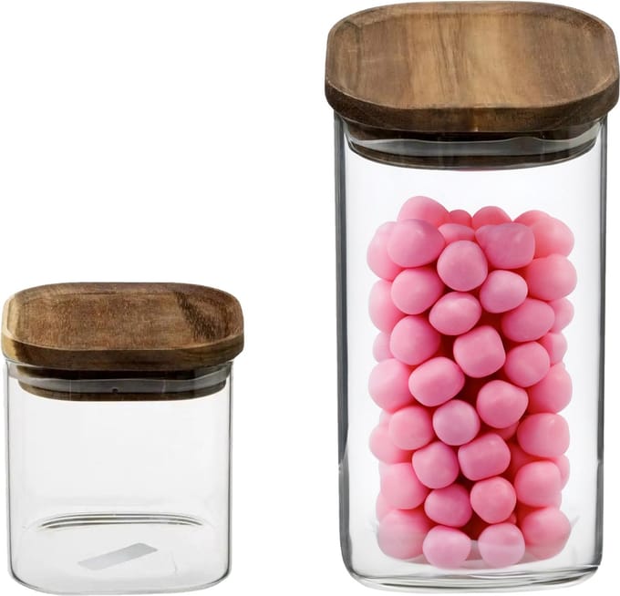Secret de Gourmet - Keuken voorraadbussen/potten glas/hout set 4x stuk