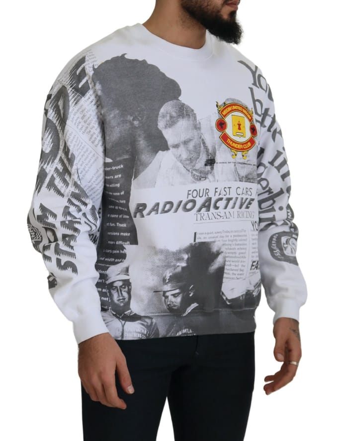 Ronde Hals Sweater met Collage Print