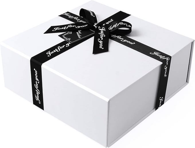 Extra Grote Luxe Geschenkdoos met Magnetisch Deksel en Strik voor Verjaardagen, Bruiloften en Jubilea - Wit