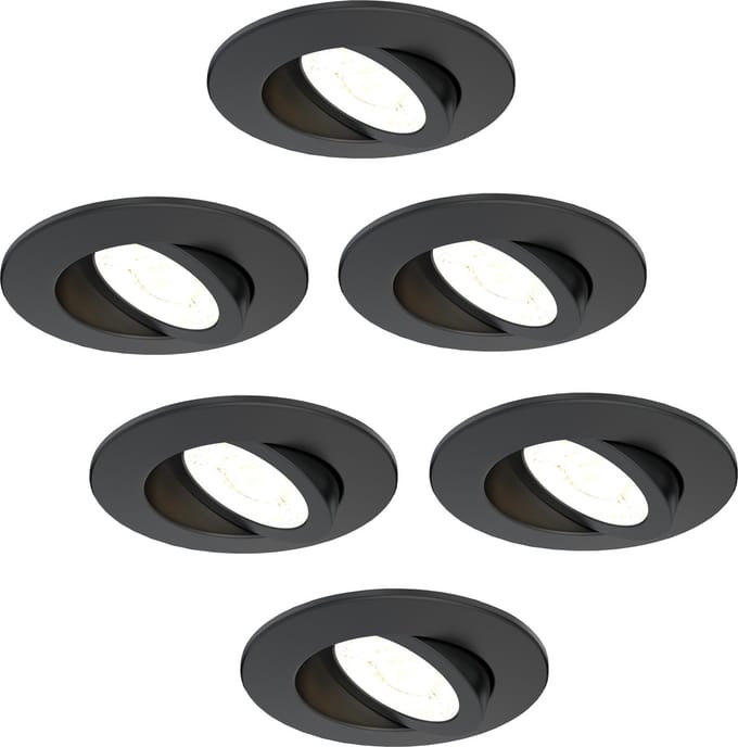 Ledvion - 6X LED Inbouwspot - Zwart - Dimbaar - 5W - IP65 - CCT - COB - Ø75mm
