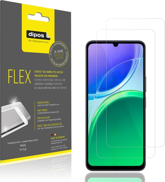 dipos – 2x Beschermfolie geschikt voor Vivo Y11d | 3D Full Cover Screenprotector | 100% Passend