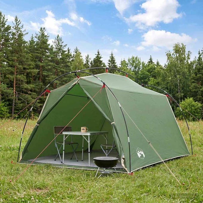 vidaXL - Tunneltent - 2-persoons - Groen - 185T - Polyester - met - PU - Coating
