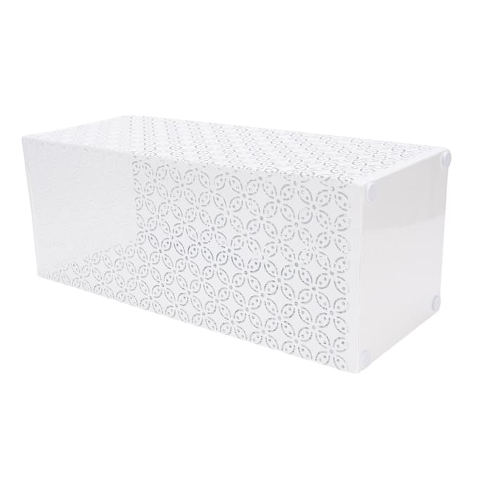 Vierkant Paraplubakrek voor Entree Metalen Parapluhouder Organizer Bak Uitgehold voor Thuis wit