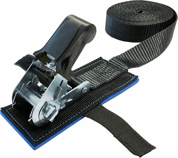 Sjorband Eendelig - Spanband Ratelriem - Lading Beveiligen - Met Neopreen Pad - 5 Meter Lengte - Zwart