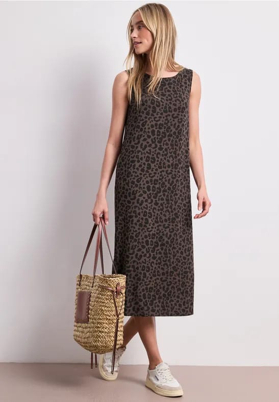 Jersey midi-jurk met leoprint