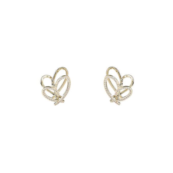Go Dutch Label Oorhangers Crystal Heart Hoop Goud