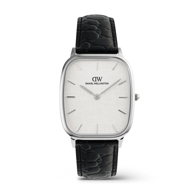 Daniel Wellington DW Watch Marlon Black Croc Belly Linen Silver 32mm