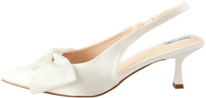 Next - Dames - Forever Comfort® geweven bruiloftspumps van satijn met puntige neus, strik en hielbandje - Wit
