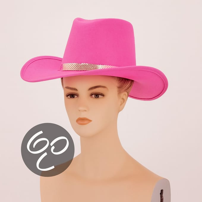 Western Cowboy hoed volwassene fluo roze