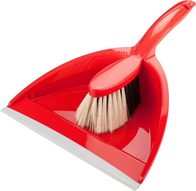 Buemag Stoffer en blik - kunststof - 35 x 25 cm - rood - met rubber rand