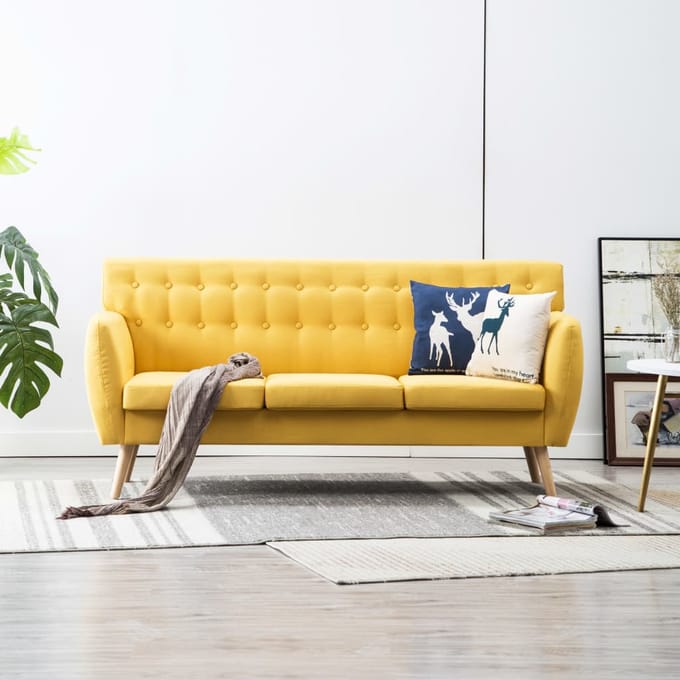 vidaXL - Driezitsbank - 172x70x82 - cm - stof - geel
