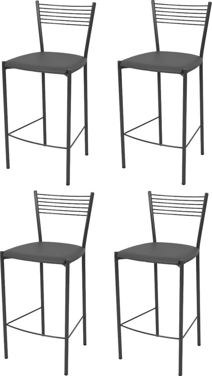 Tommychairs Elegance - Eetkamerstoelen - Set van 4 - Donker Grijs - Kunstleer & Metaal