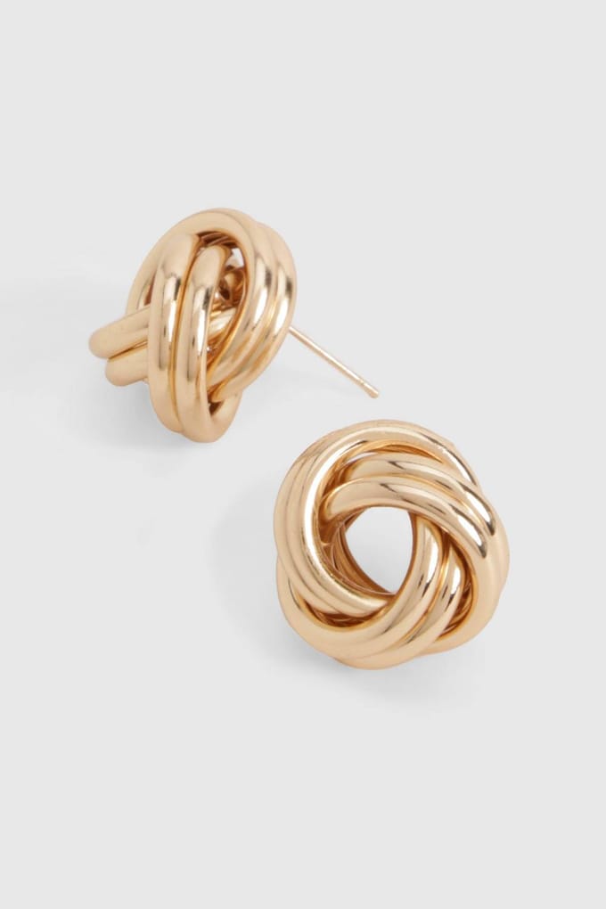 boohoo Dames Knoop Detail Oorbellen | Gold