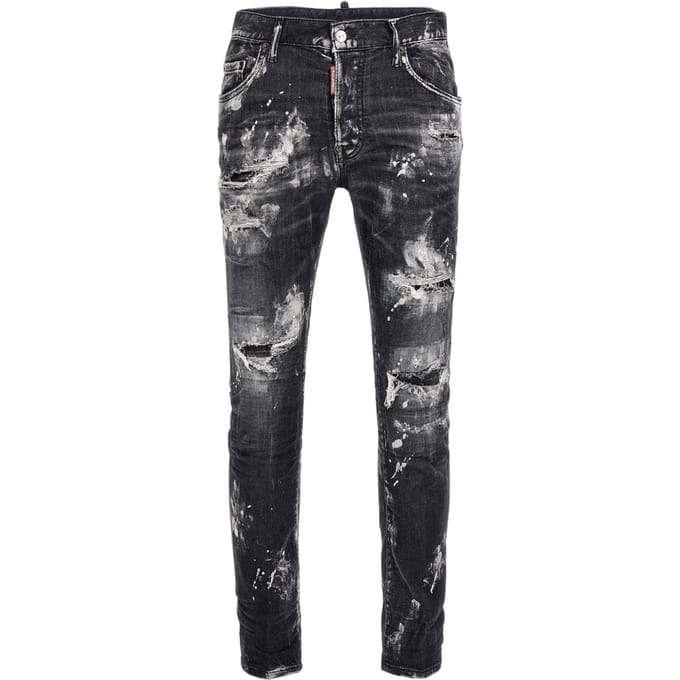 Dsquared2 Super Twinky Jean Destroyed Paint Effect Zwarte Jeans