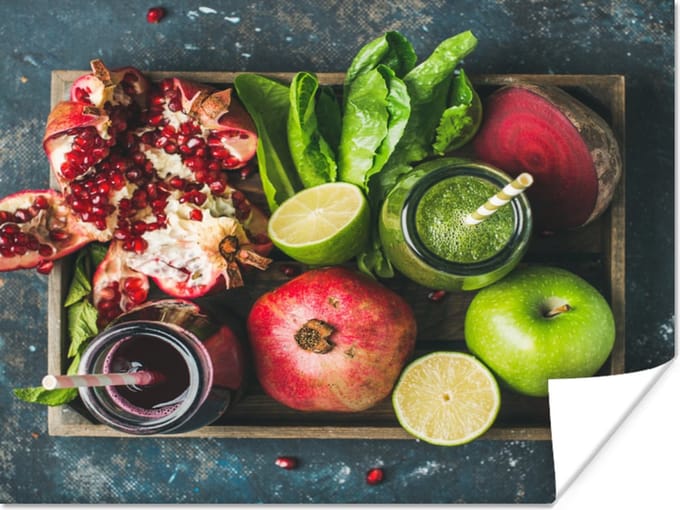 Poster Fruitkist - Fruit - Smoothie - 120x90 cm