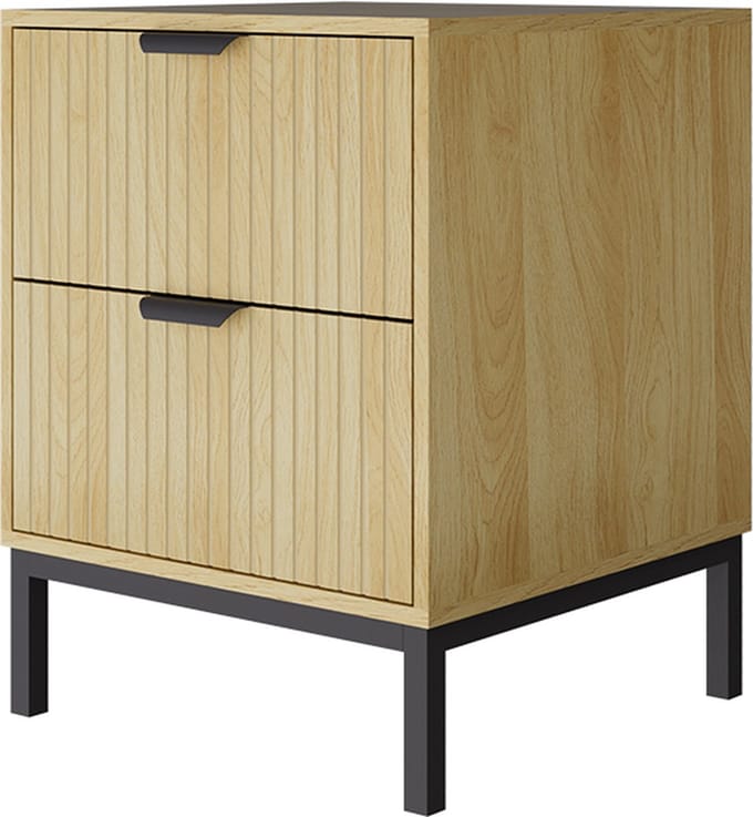 Vicco Lennox Nachtkastje – 40 x 52 cm met 2 lades Eiken