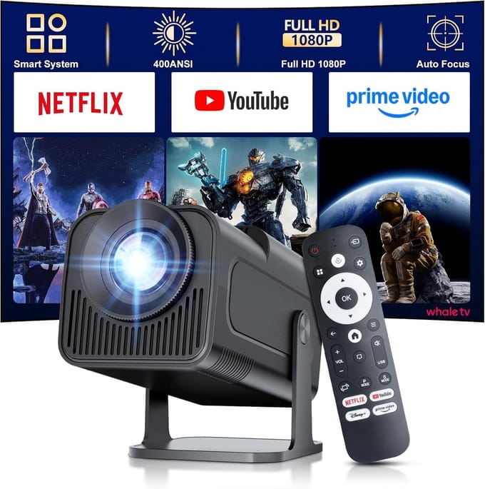 Mini Beamer - Draagbare Projector - Thuisbioscoop Ervaring - Automatische Keystone - Full HD 1080p - Zwart