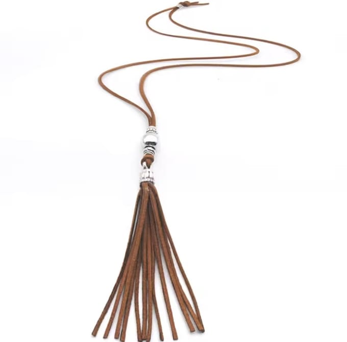 Jomide Ketting Boho Kwast - Suéde - Bruin