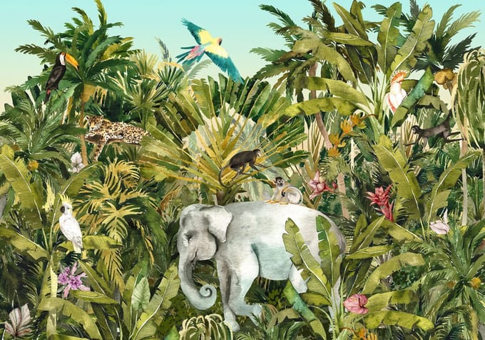 Fotobehang Jungle Expedition - Meerkleurig - 2,80m X 400cm