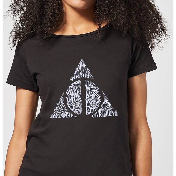 Harry Potter Deathly Hallows Text dames t-shirt - Zwart - M