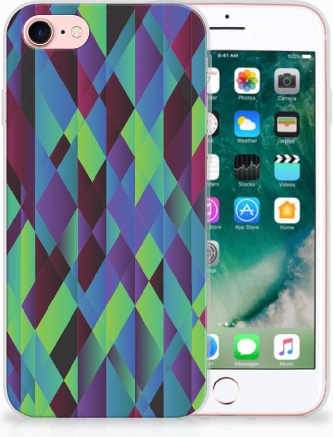 iPhone SE 2022 | SE 2020 | 8 | 7 TPU Hoesje Abstract Green Blue