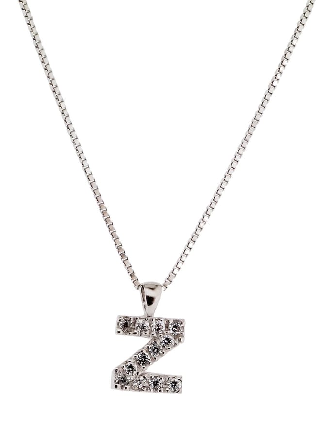 Orphelia Zilver Alphabet hanger met ketting 42 cm Zirconium