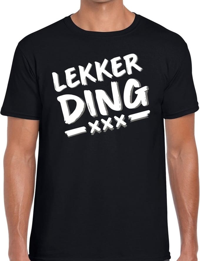 Lekkerding tekst t-shirt zwart heren L