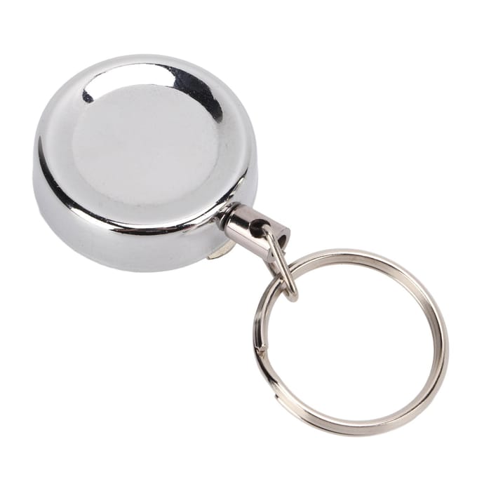 Porte-clés rétractable en fil d'acier haute résilience, anti-perte, clip de ceinture white