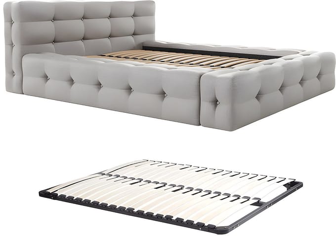 Vente-unique Bedframe stof lichtgrijs 140 x 190 cm
