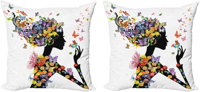 ABAKUHAUS Kussenhoes Set – Vlinders, Dubbelzijdig 50x50 cm, Multicolor