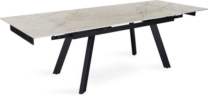 Uitschuifbare eettafel Hertha | 160/240 x 90 x 76 cm | beige/steen- imitatie marmer