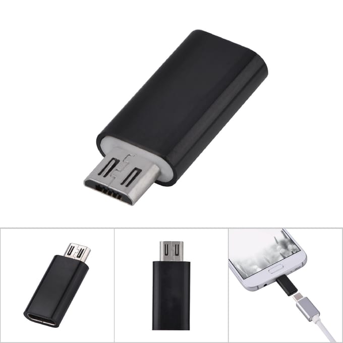 Adaptateur Convertisseur Micro USB Mâle vers USB 3.0 Type C Femelle Synchronisation & Charge pour Android (Noir) blanc