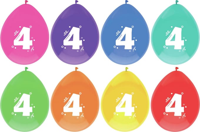 Haza Ballonnen - 4 jaar - leeftijd verjaardag - 24 stuks - 29 cm