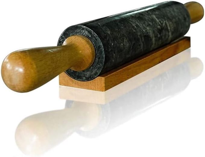 Deegroller Marmer - Bakbenodigdheid - Bakken - Houten basis - 45 cm - Groen