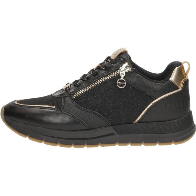 Tamaris Dames Zwart Goud Mode Veterschoenen met Rits
