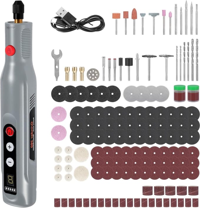 Draadloze Multifunctionele Graveerpunt met Accu - Mini Rotatietool Set voor Precisiegraveren en Creatief Werk