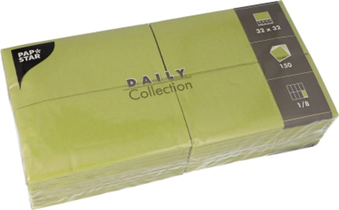 150 Servetten DAILY Collection 1/8 vouw 32 cm x 32 cm olijfgroen