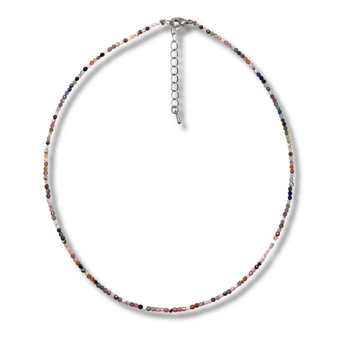 Collier - ketting - multicolor - lengte 40 cm - 2 mm dik - Natuurstenen